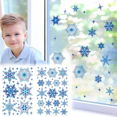 1 шт. Электростатическая наклейка со снежинками для окна детской комнаты  рождественские настенные наклейки домашние наклейки украшения новогодние  обои | AliExpress