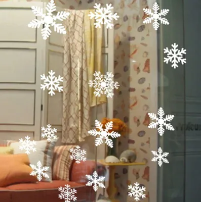 Новогодняя виниловая наклейка на окно 20х30см Снежинки Украшение дома на  новый год (ID#1502894962), цена: 120 ₴, купить на Prom.ua