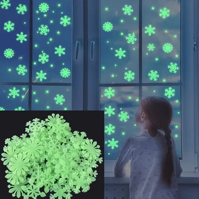 50 шт светящиеся в темноте 3D снежинки Новогодние наклейки на окно стену  Цвет зеленый (ID#1502158664), цена: 210 ₴, купить на Prom.ua