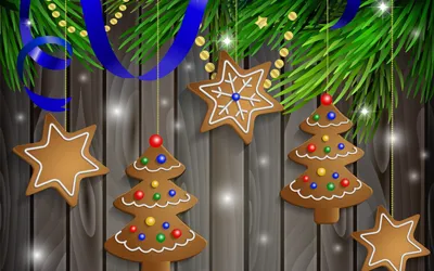 Картинки новогодняя елка Рождество, новогодняя мишура, игрушки, Дед Мороз,  скачать обои 2560x1600