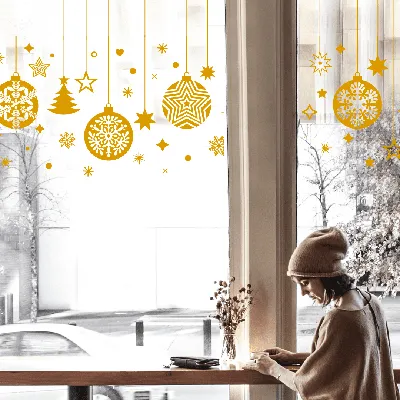 Наклейки на окна/новогодние обои/украшения на окна/съемная  наклейка/многоразовые наклейки купить по цене 119 ₽ в интернет-магазине  KazanExpress