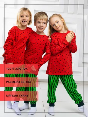 Купить пижама детская Miko Yumi WM-2132, красно-зеленый арбуз, 140, цены на  Мегамаркет | Артикул: 600010874669