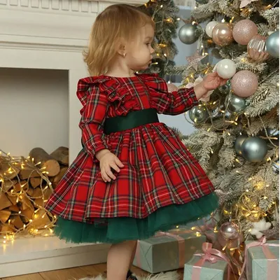 Новогоднее платье для девочек от 6 месяцев до 5 лет, детское красное,  зеленое клетчатое платье с бантом для девочек, рождественские праздничные  костюмы принцессы, одежда | AliExpress