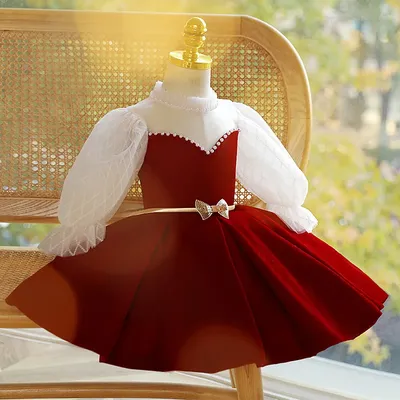Детское красное платье с цветочным рисунком, элегантное бальное платье для  детей, для крещения на день рождения, Boutique вечерние, новогодние платья  | AliExpress