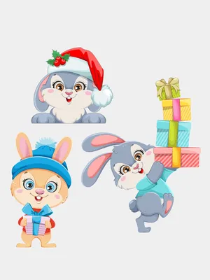 Новогодние наклейки интерьерные на окно \"Кролики\", для декора купить по  цене 68.07 ₽ в интернет-магазине KazanExpress