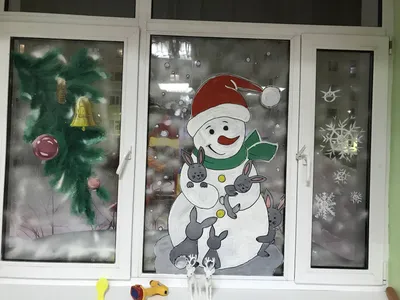 Рисунки на окна новогодние - 76 фото