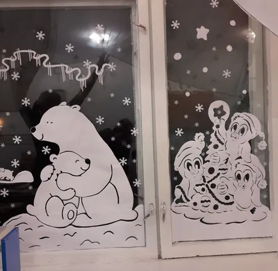 Рисунки на окна новогодние - 81 фото