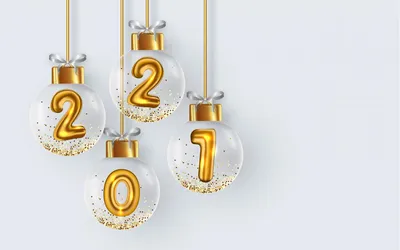 Скачать Новогодние обои 2021 года — Шары с цифрами (2560x1600)