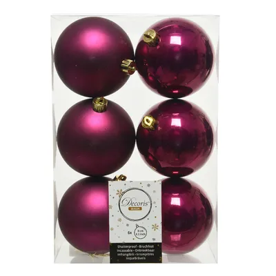 Набор новогодних шаров 8 см, пластик, бордовый, 6 шт. купите по низкой цене  в интернет-магазине Castorama