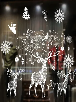 Рождественские наклейки на окна Санта-Клаус Снеговик стикер снежинки  витрина магазина домашнее украшение для стекла обои новогодний  Рождественский Декор | AliExpress
