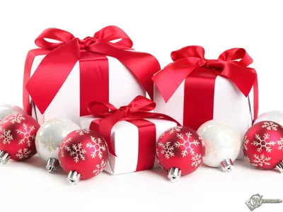 Скачать обои Новогодние подарки (Новый год, Подарки, Красные ленты, Красные  шары) для рабочего стола 1600х1200 (4:3) бесплатно, Обои Новогодние подарки  Новый год, Подарки, Красные ленты, Красные шары на рабочий стол. |  WPAPERS.RU (