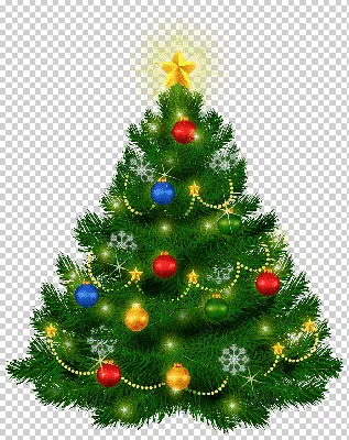 зеленая елка с шарами, новогодняя елка, красивая новогодняя елка, декор,  рождественские украшения, рождественская открытка png | Klipartz