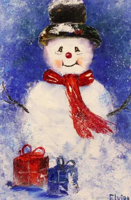 Новогодние картины Картина Снеговик Картина Новый год – заказать на Ярмарке  Мастеров – N8GIQRU | Картины, Санкт-Петербург