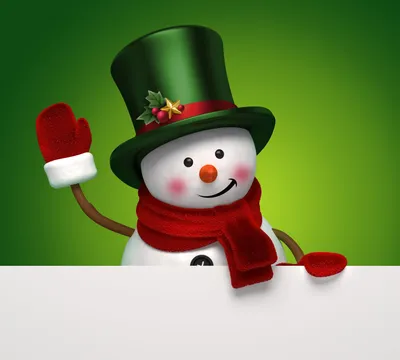 Милый снеговик новогодний баннер - обои на рабочий стол
