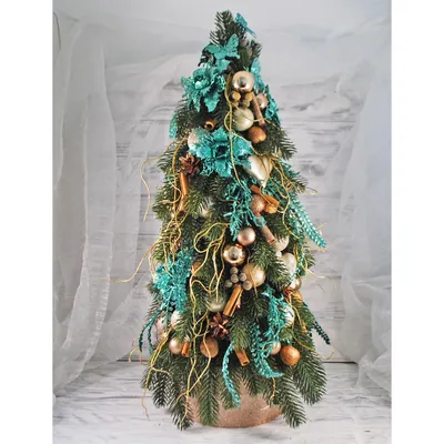 ᐉ Новогодняя елка с украшениями 68 см Изумрудный/Бронзовый (4854388)