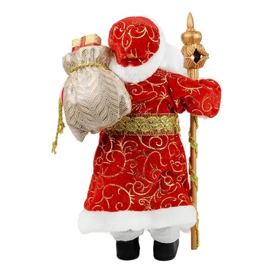 Новогодняя фигура Дед Мороз в красной шубке (ПВХ, полиэстер) 15,5x8,5x31,5  см