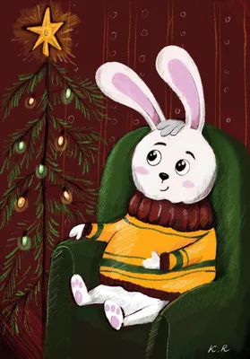 Новогодний кролик белый кролик в …» — создано в Шедевруме