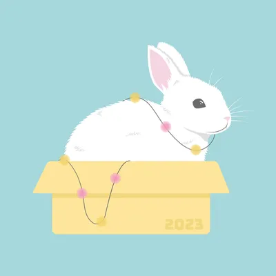 Новогодний заяц в стиле Анимационный на Illustrators.ru