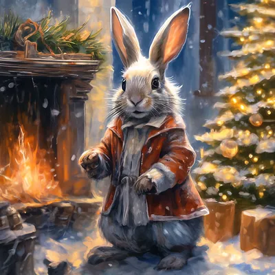 Раскраска Кролик новогодний символ | Раскраски символ 2023 года. Раскраски  Кролик Новый 2023 год