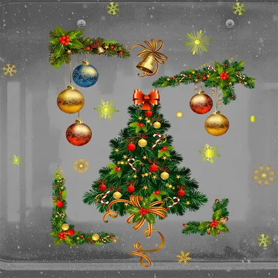 Новый год 2024, декоративные рождественские обои, виниловые обои с  Санта-Клаусом, домашние стеклянные двери, окна, самоклеящиеся настенные  наклейки | AliExpress