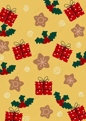 новогодний фон с подарками и пряниками Обои Изображение для бесплатной  загрузки - Pngtree