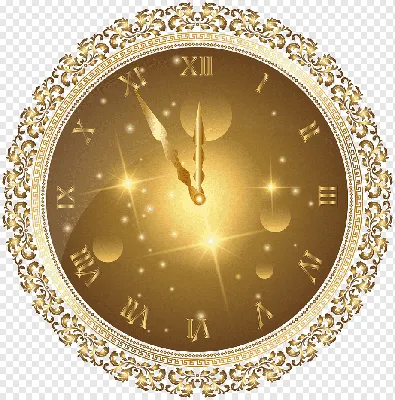 круглые золотые часы иллюстрация, новогодние часы, золотые новогодние часы,  клипарт, يوم السنة الجديدة, обои для рабочего стола png | PNGWing