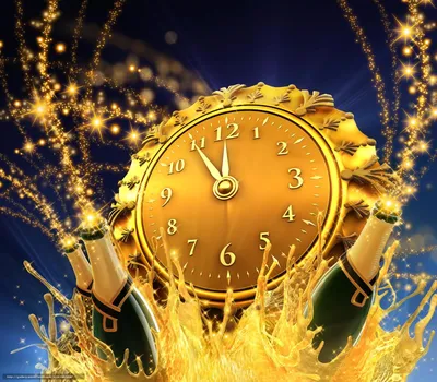 Скачать обои часы, шампанское, новый год, новогодние обои бесплатно для  рабочего стола в разрешении 5401x4726 — картинка №638242