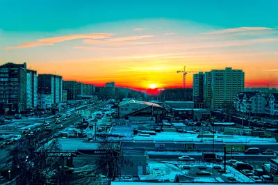 Фотографии Россия Новосибирск HDR Зима Небо рассвет и закат