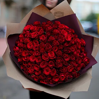 Шикарный букет из 101 красной розы - 37496 букетов в Москве! Цены от 707  руб. Зеленая Лиса , доставка за 45 минут!