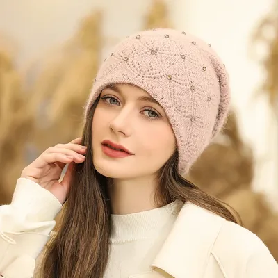 Новые шапки, облегающие шапки, Модная вязаная шапка из искусственного  кроличьего меха для женщин, мягкие теплые толстые зимние шапки | AliExpress