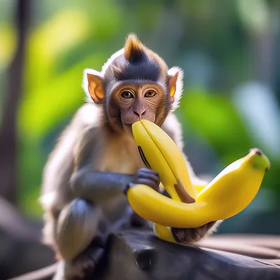 Обезьяна с бананом фото