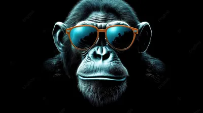 черный фон с очками на шимпанзе, прикольные картинки обезьян фон картинки и  Фото для бесплатной загрузки