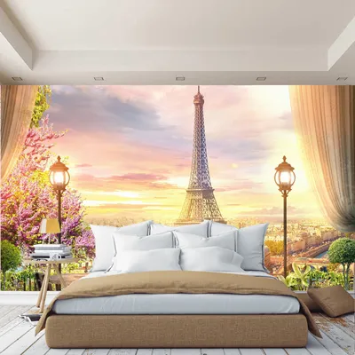 Обои фотообои фотообои 3d на стену обои флизелиновые фото обои на стену  Чудесный вид на Париж и Эйфелевою башню. - купить по выгодной цене |  AliExpress