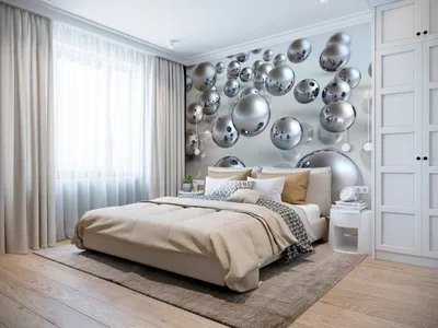 Дизайн маленькой спальни современными 3д фотообоиями 2020 -