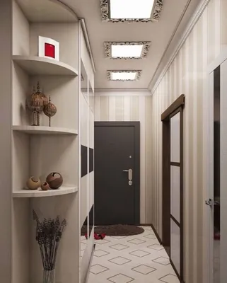 Интерьер длинного коридора в квартире - 76 фото