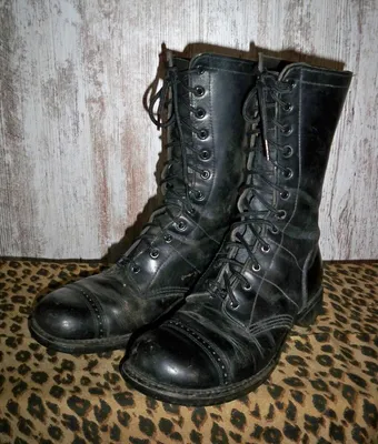 Vintage 1960s U.S. Army Black Leather Combat Cap Toe Jump Boots Sz 8.5 E |  eBay