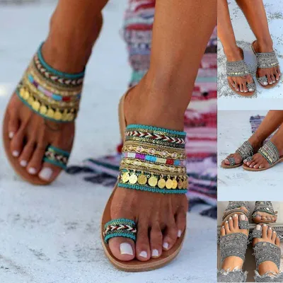 Women Artisanal Sandals Flip-flops Greek Style Boho Flip Flop Slippers  Shoes | Fruugo ZA