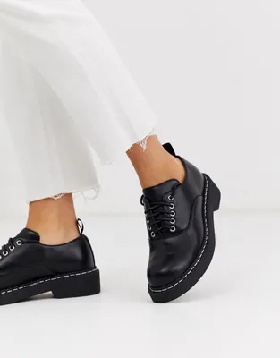 Lamoda studded heart chunky flat shoes in black | ASOS