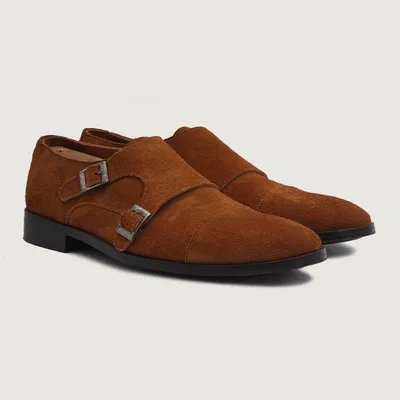 Men's Saint Double Monk Shoe In Brown 'Cinnamon' Leather - Thursday