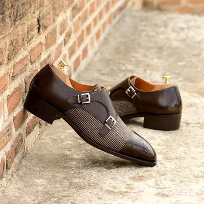Boston Double Monk Strap Black Leather Shoes For Men - The Jacket Maker