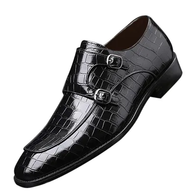 Black Leather Monk Shoes | Hawes and Curtis