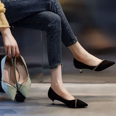 Новинка 2021, женские туфли на низком каблуке, весенне-осенние женские  универсальные туфли из сетчатого материала на высоком тонком каблуке,  модные туфли для девушек во французском стиле | AliExpress