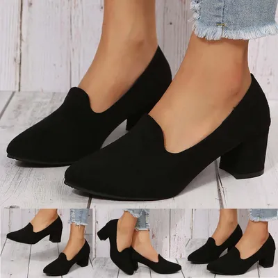 Туфли женские на низком каблуке, заостренный носок, Повседневная летняя  обувь, повседневные классические туфли, широкие | AliExpress