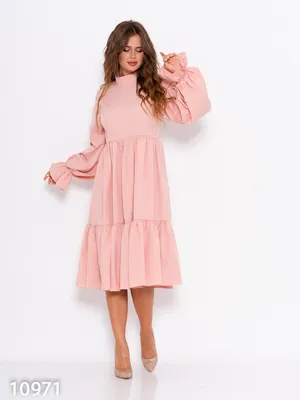 Розовое однотонное платье с воланами 62522 за 385 грн: купить из коллекции  Trendy - issaplus.com