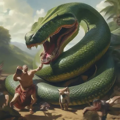 АНАКОНДА, огромная змея поедает всех…» — создано в Шедевруме