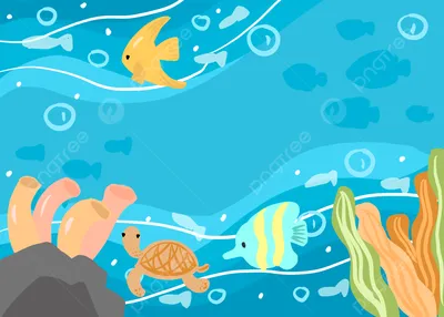 Голубой мультфильм мир океана дневной черепахи, океан, Берегите океан,  Всемирный день океана фон картинки и Фото для бесплатной загрузки