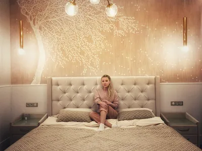 Спальня для актрисы Ольги Медынич, авторские обои VESNA | Фотообои. Фрески.  Бесшовные обои Affresco