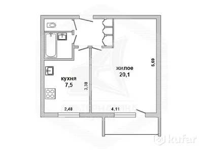 Продажа: 1-к квартира 38.8 м² по адресу Писателя Смирнова ул, Брест,  Брестская область, по цене 96 648 р. на Куфар Недвижимость