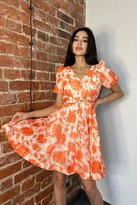 Designer Clothing Женское оранжевое платье Floral All-over