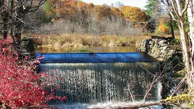 Картинка Dam Природа осенние Водопады